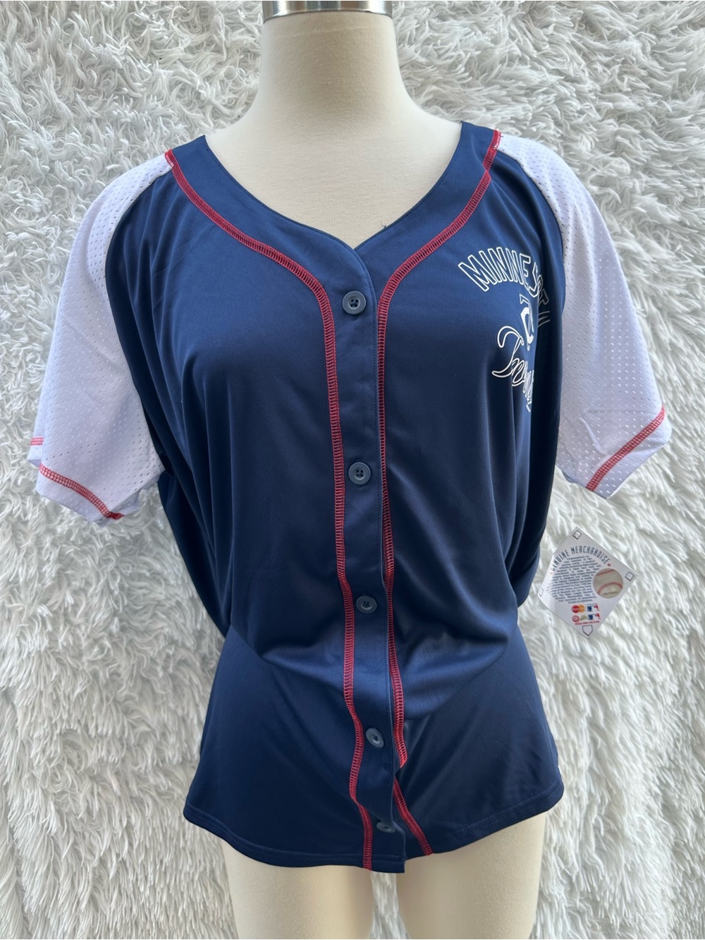 Minnesota Twins Navy and White Baseball Jersey with Red Trim size 2XL New